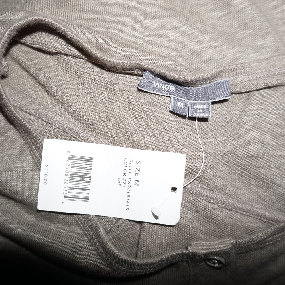 NWT Vince Slub Linen Dolman Henley Long Sleeve - Picture 5 of 5